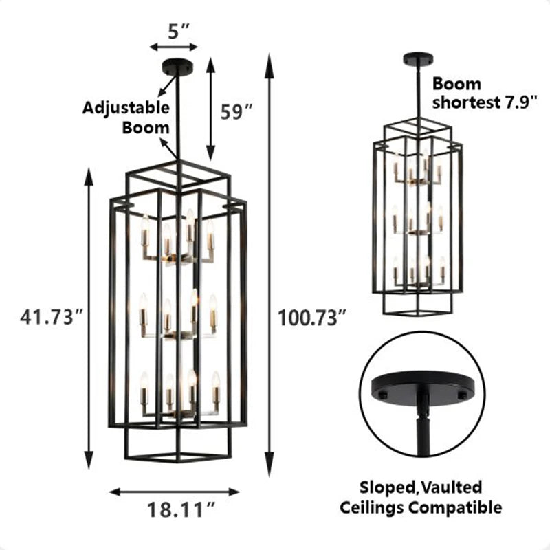 12-light Tiered Linear Chandelier