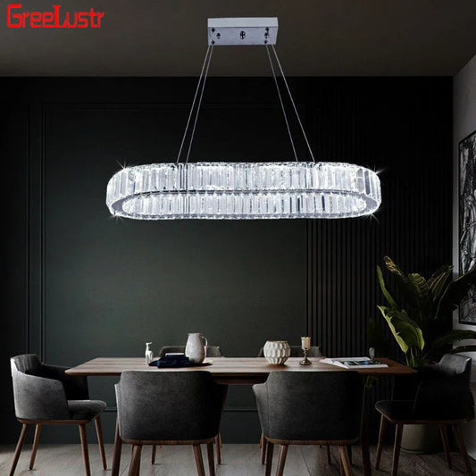 Modern Rectangle Crystal Led Pendant Light