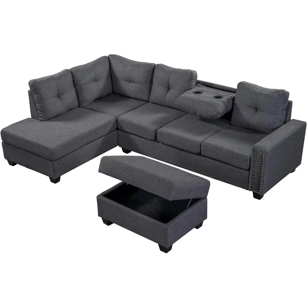 L Shape Modular Storage Ottoman & Chaise