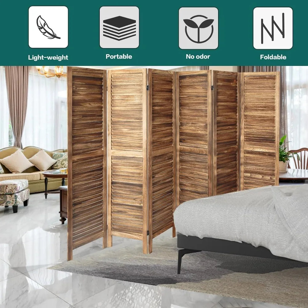 6 Panel Wood Room Screen Divider