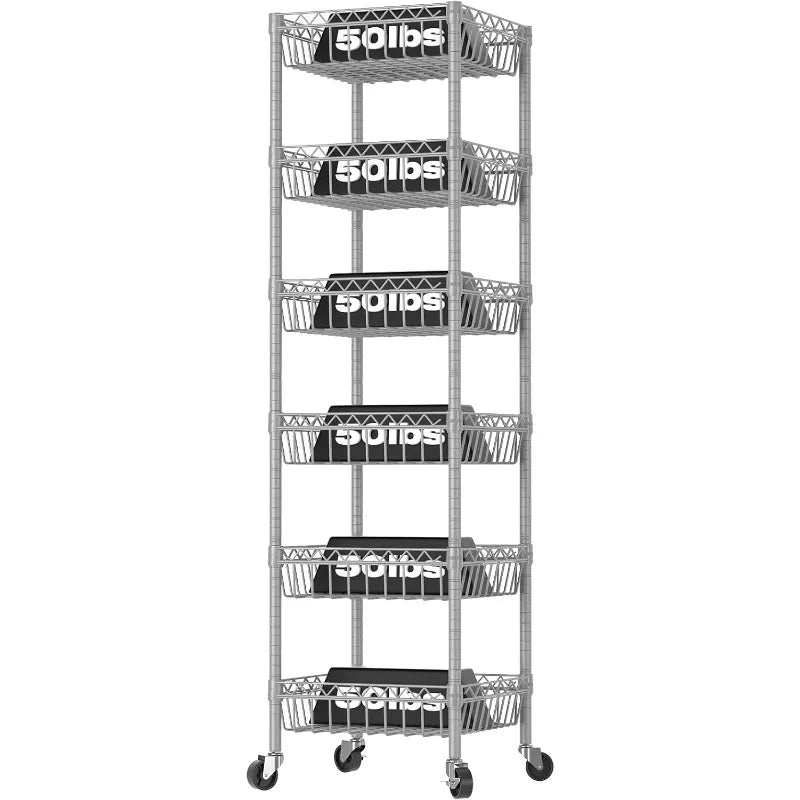 6 Tier Wire Shelving Unit with Baskets