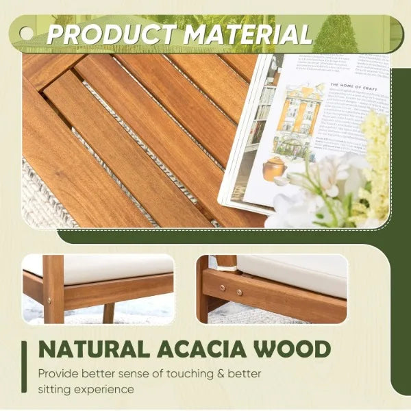 4 Piece Outdoor Acacia Wood Patio Furnitue