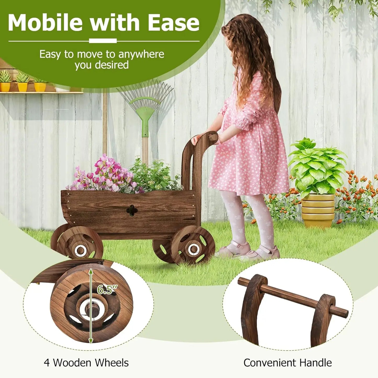 Wooden Wagon Planter Box