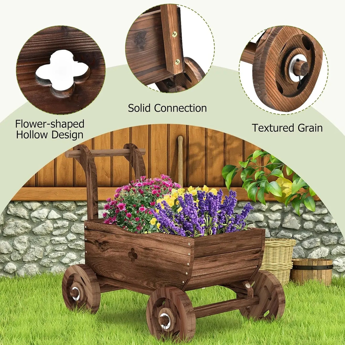 Wooden Wagon Planter Box