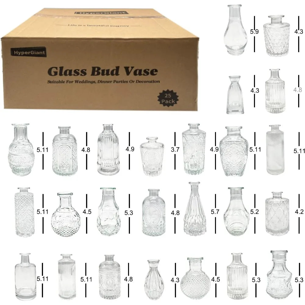 Glass Bud Vases Set of 25