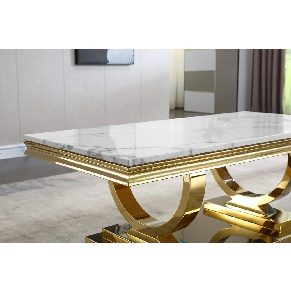 47 inch White Marble Coffee Table