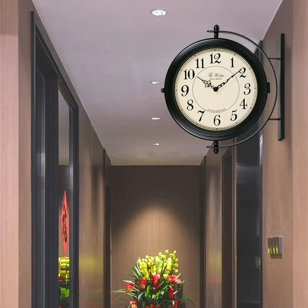 16-Inch Double Sided Metal Wall Clock