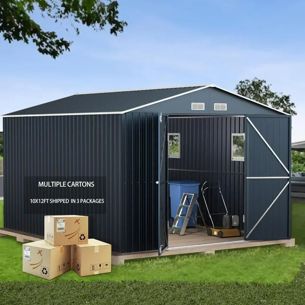 10X12X7.5 FT outdoor steel storage shed