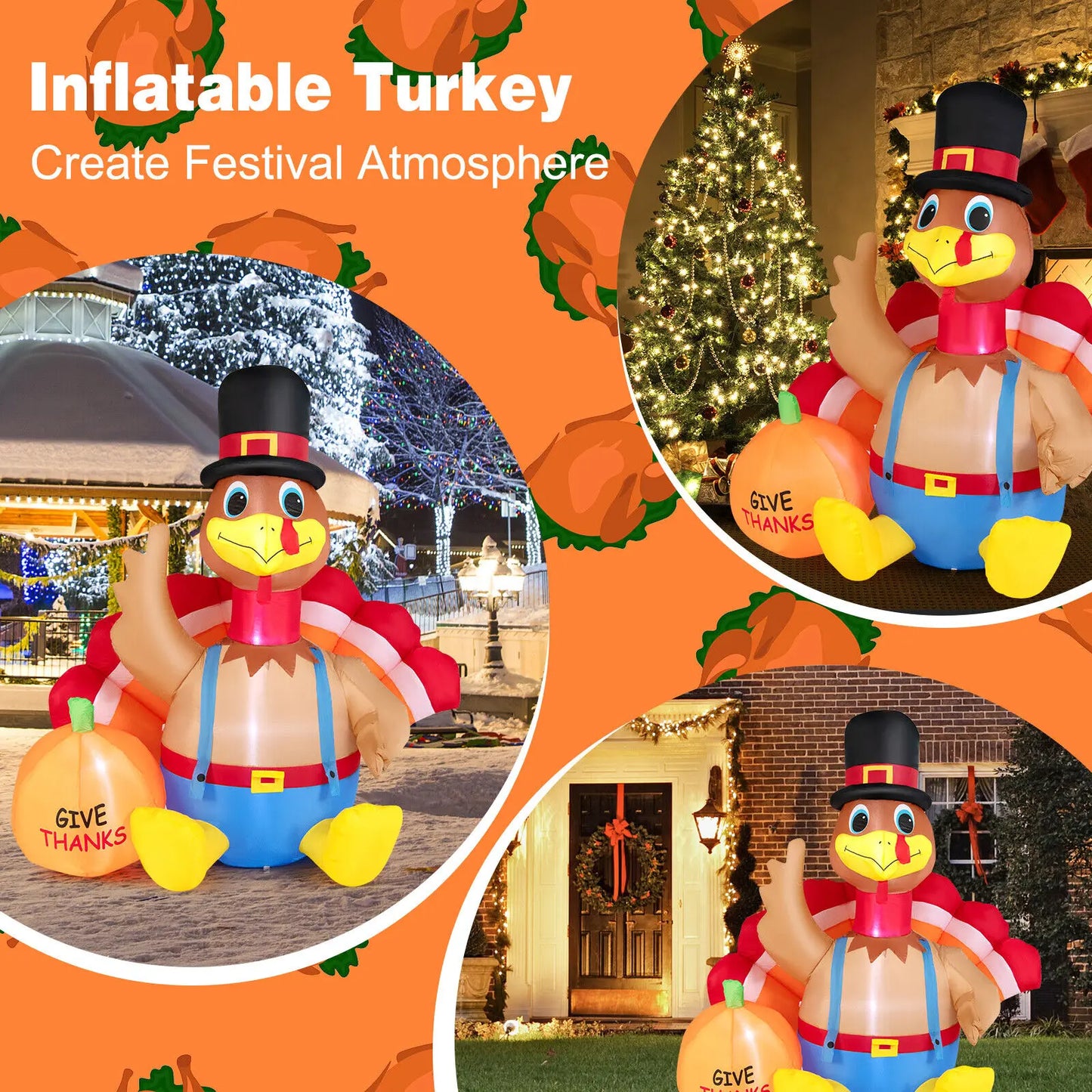 Inflatable Turkey with Pumpkin