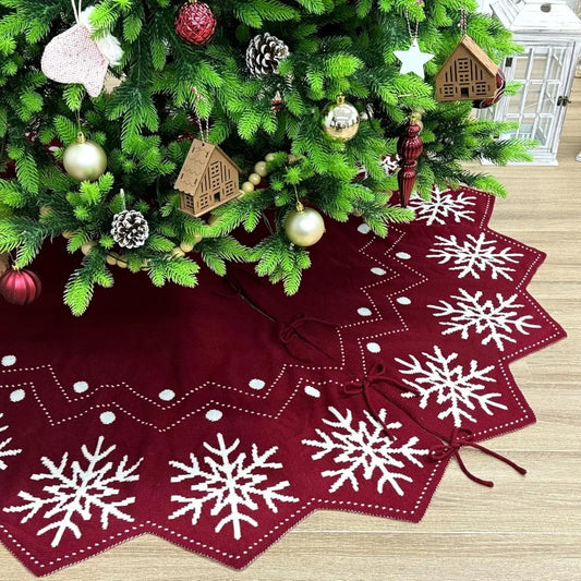 Wavy Edged Reversible Knit Christmas Tree Skirt