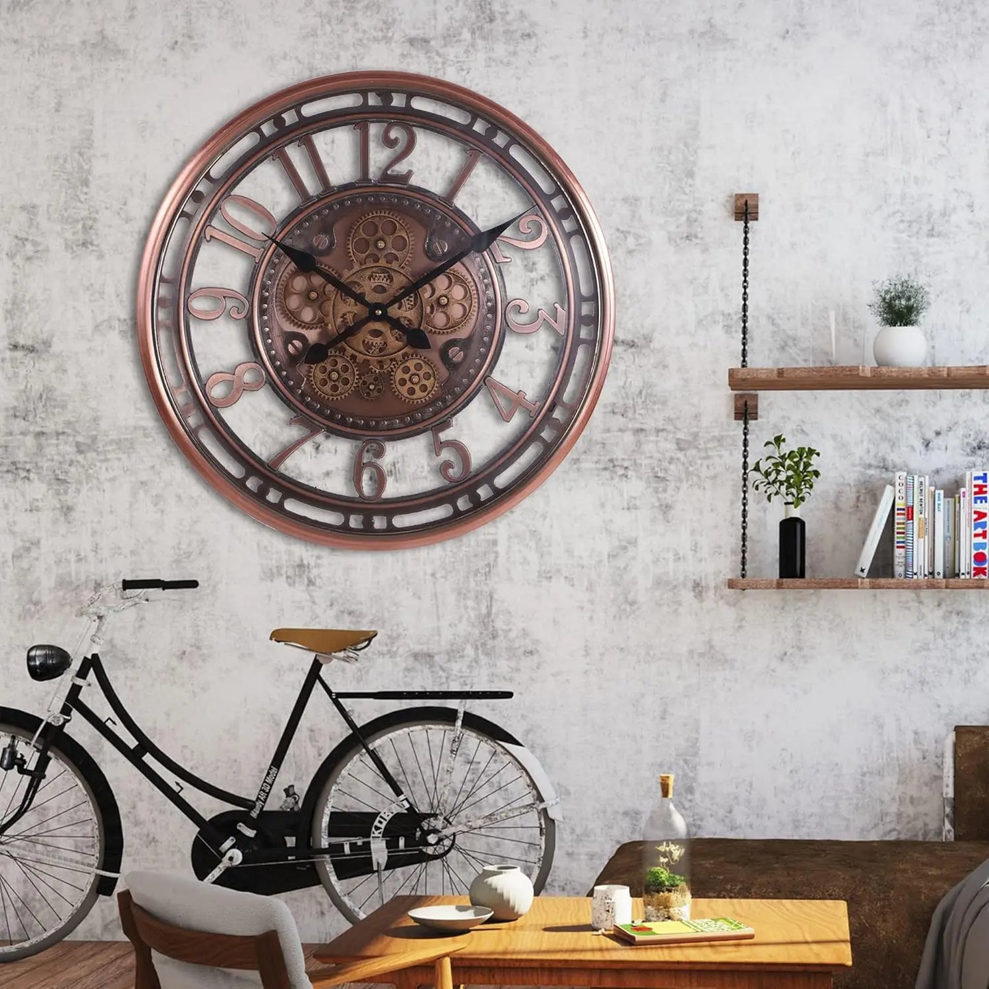 21 Inch Industrial Big Metal Gold Wall Clock