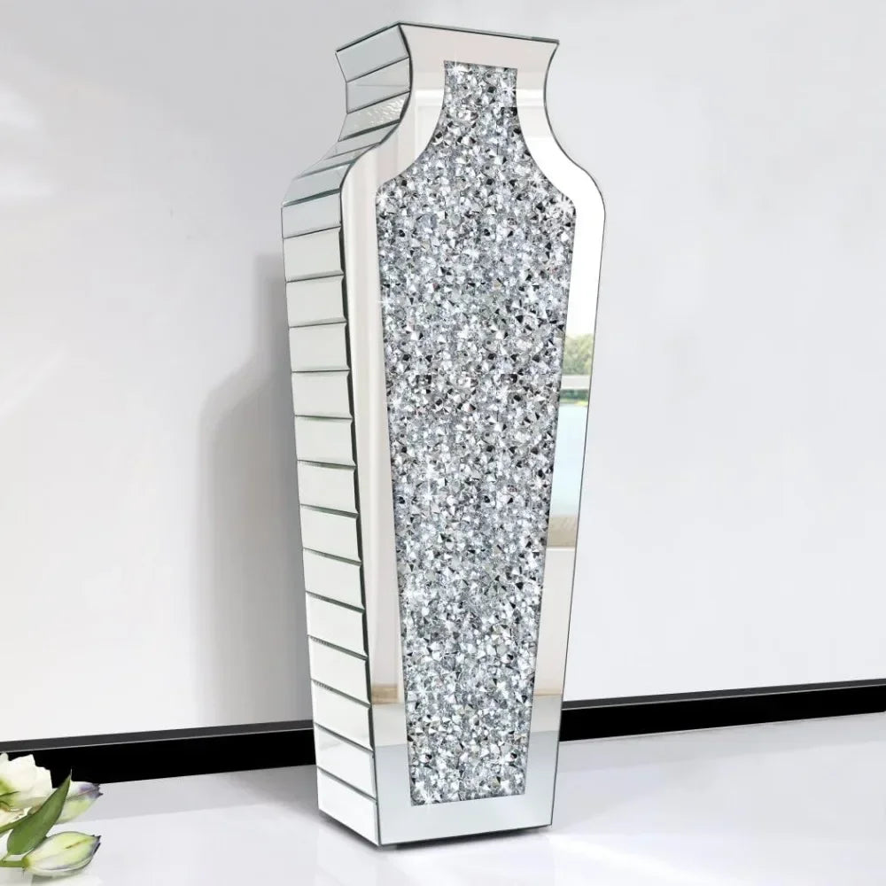 Crystal Silver Glass Decorative Mirror Vase