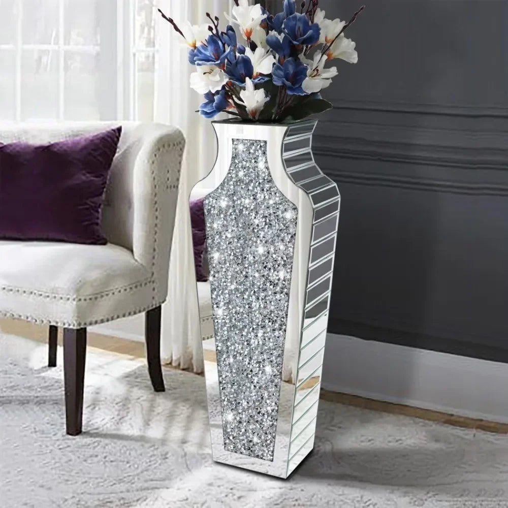 Crystal Silver Glass Decorative Mirror Vase