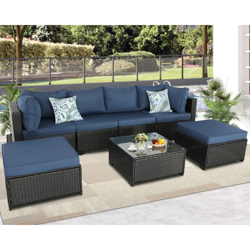 7 piece outdoor patio rattan wicker