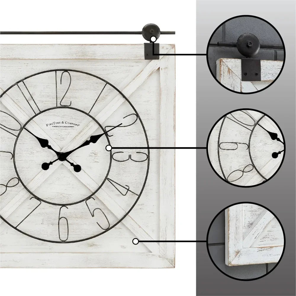 White Farmstead Barn Door Wall Clock