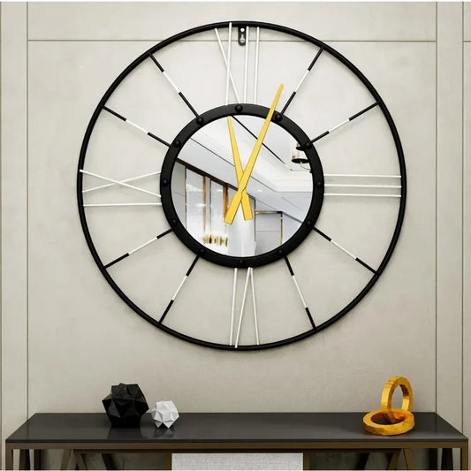 Metal Frame Big Silent Non Ticking Clock