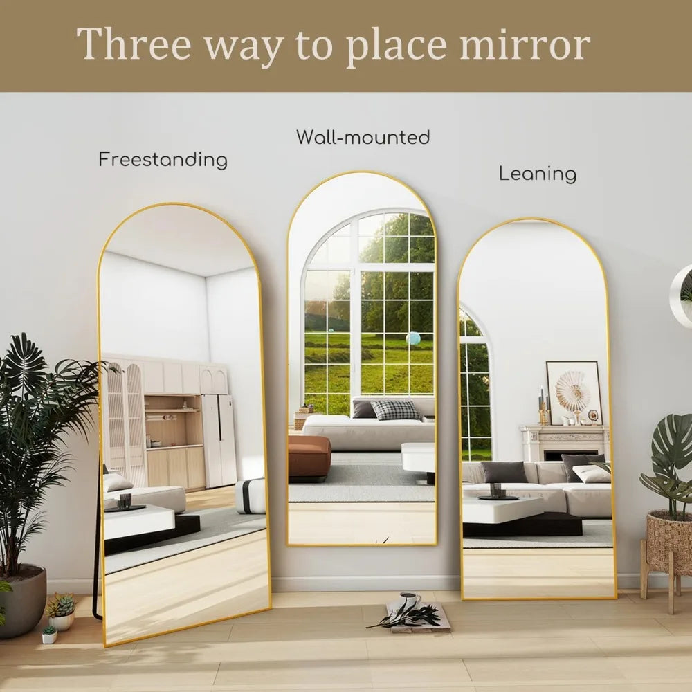 64''x21'' Arched Full Length Mirror with Stand