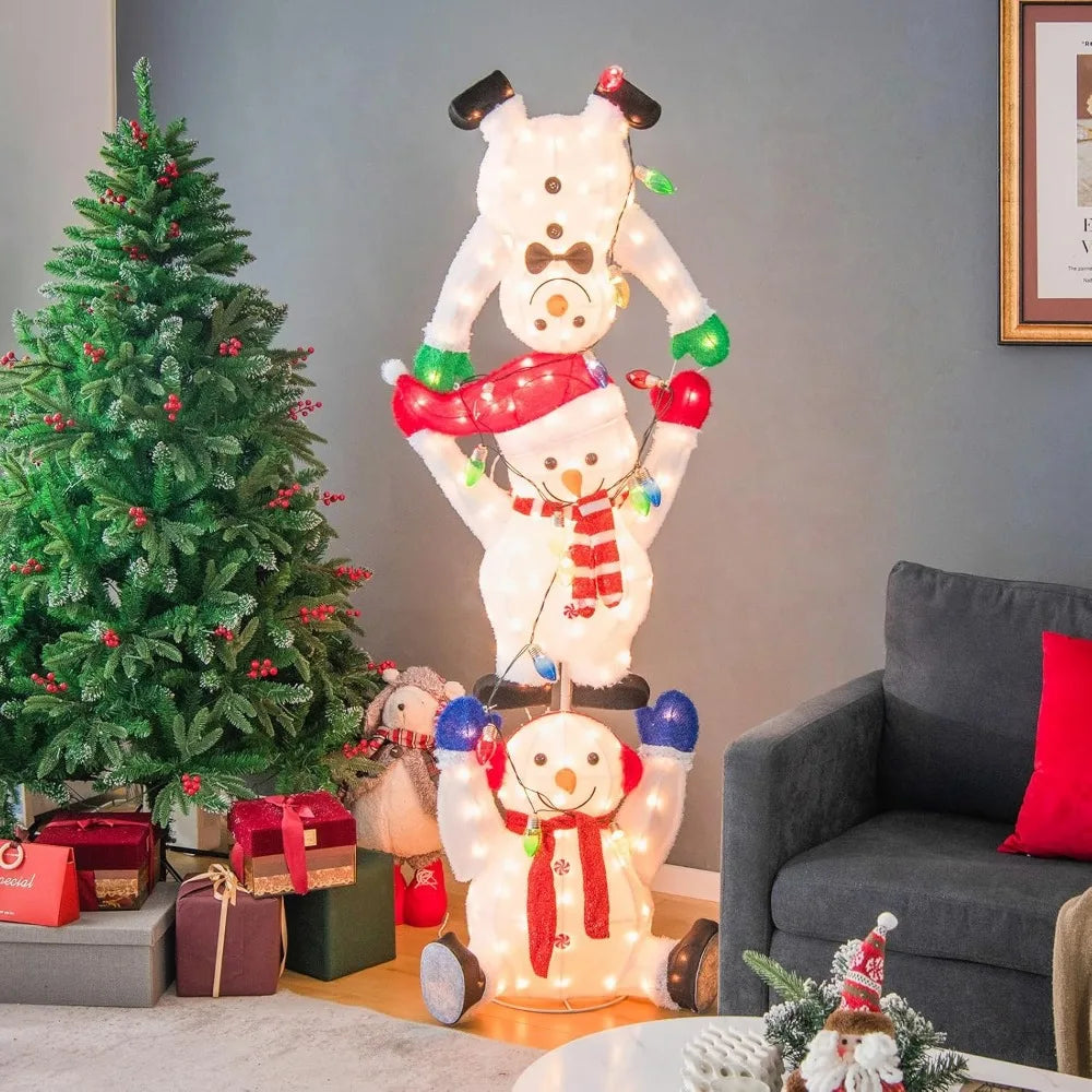 5.6-foot lit Christmas stacked snowman