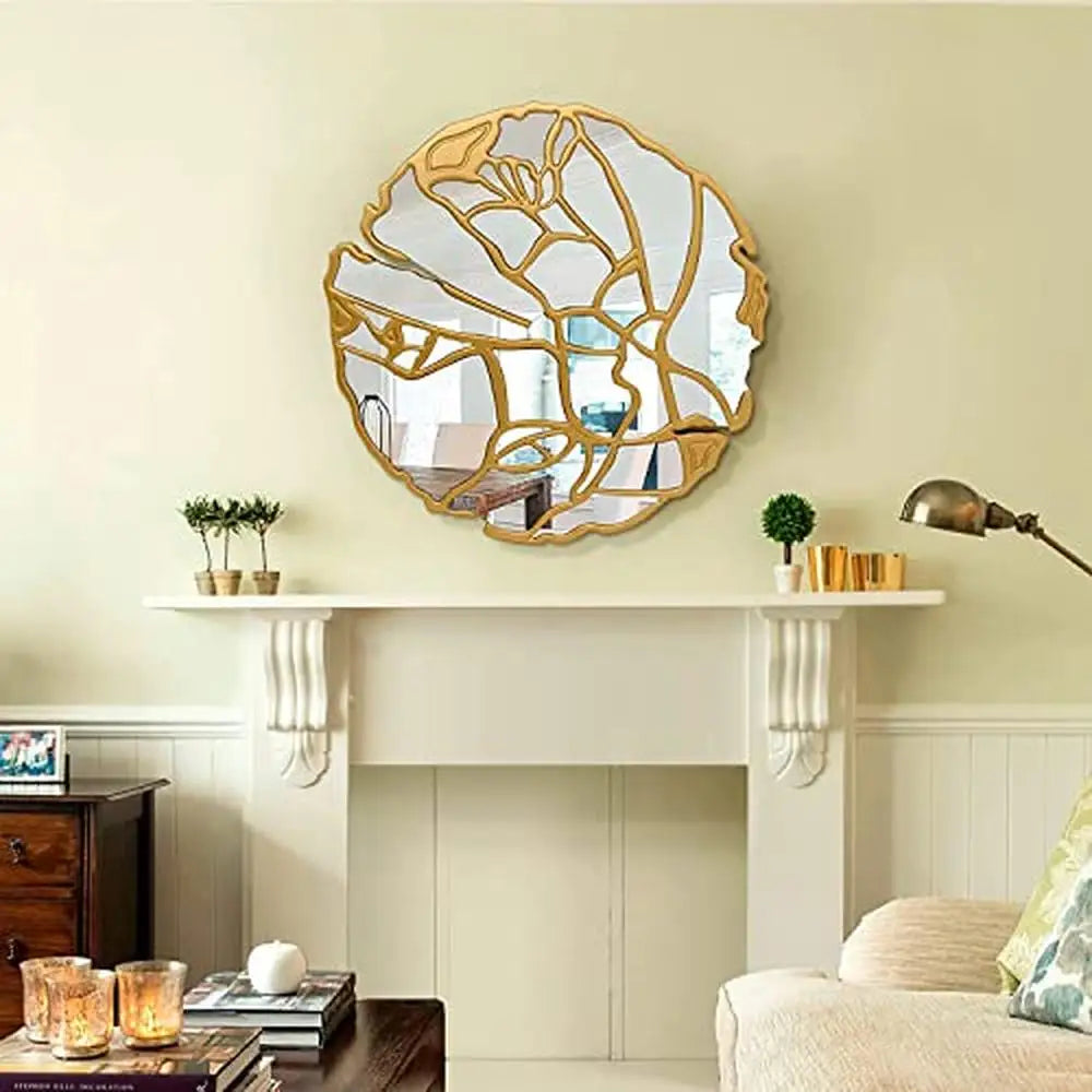 Large Irregular Golden Frame Wall Mirror