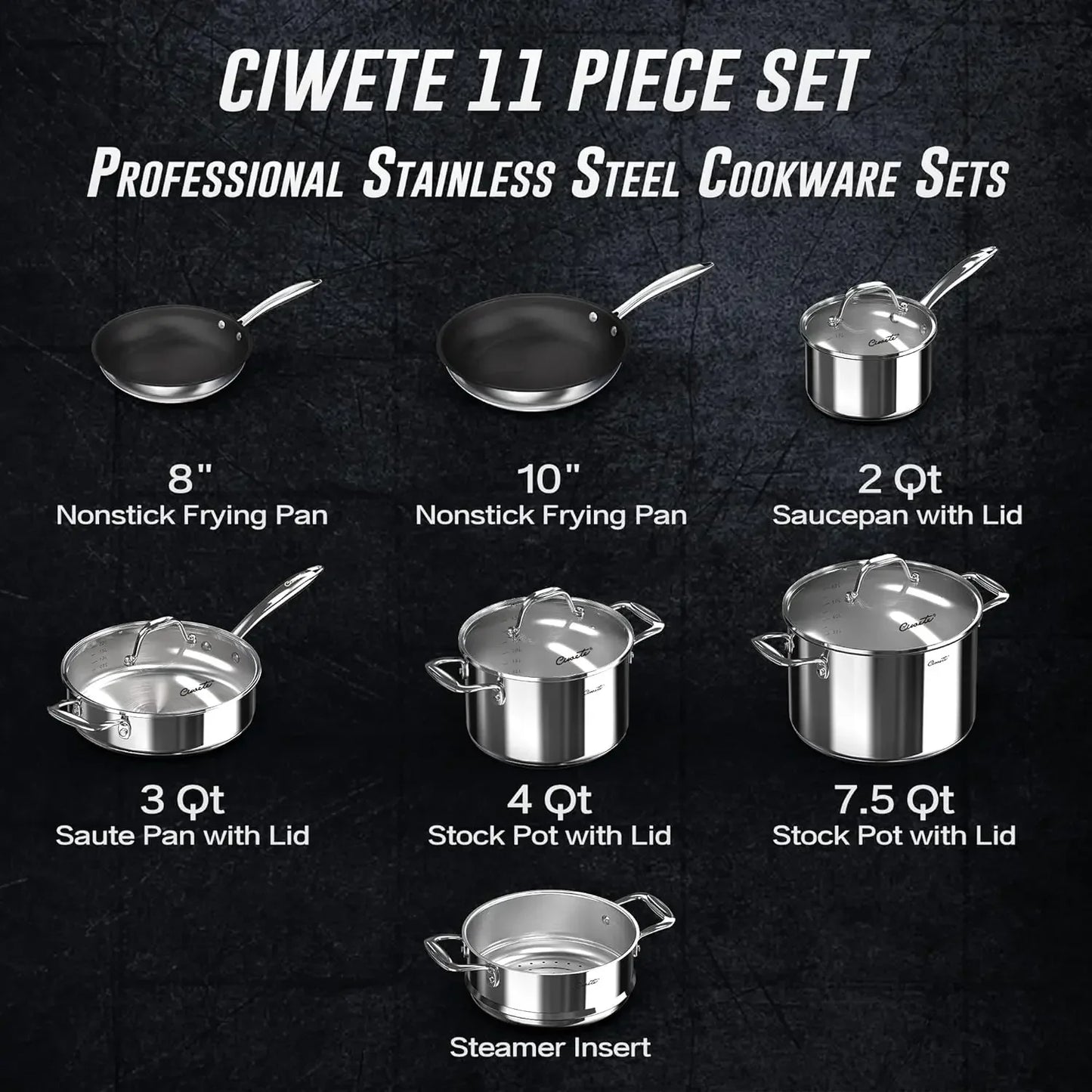 Stainless Steel Nonstick Pots and Pans Set