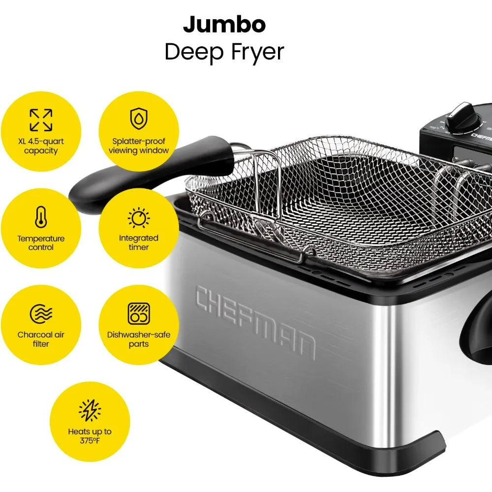 4.5 Liter Electric Deep Fryer W/Basket Strainer