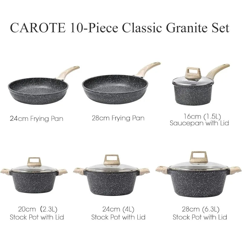 Nonstick Granite, 10 Pcs Stone Cookware