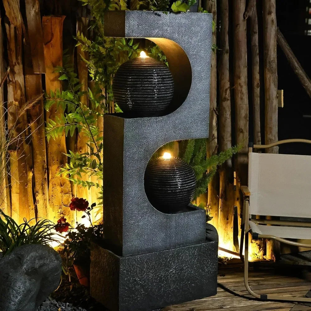 Sphere Water Fountain with Lights Waterfall