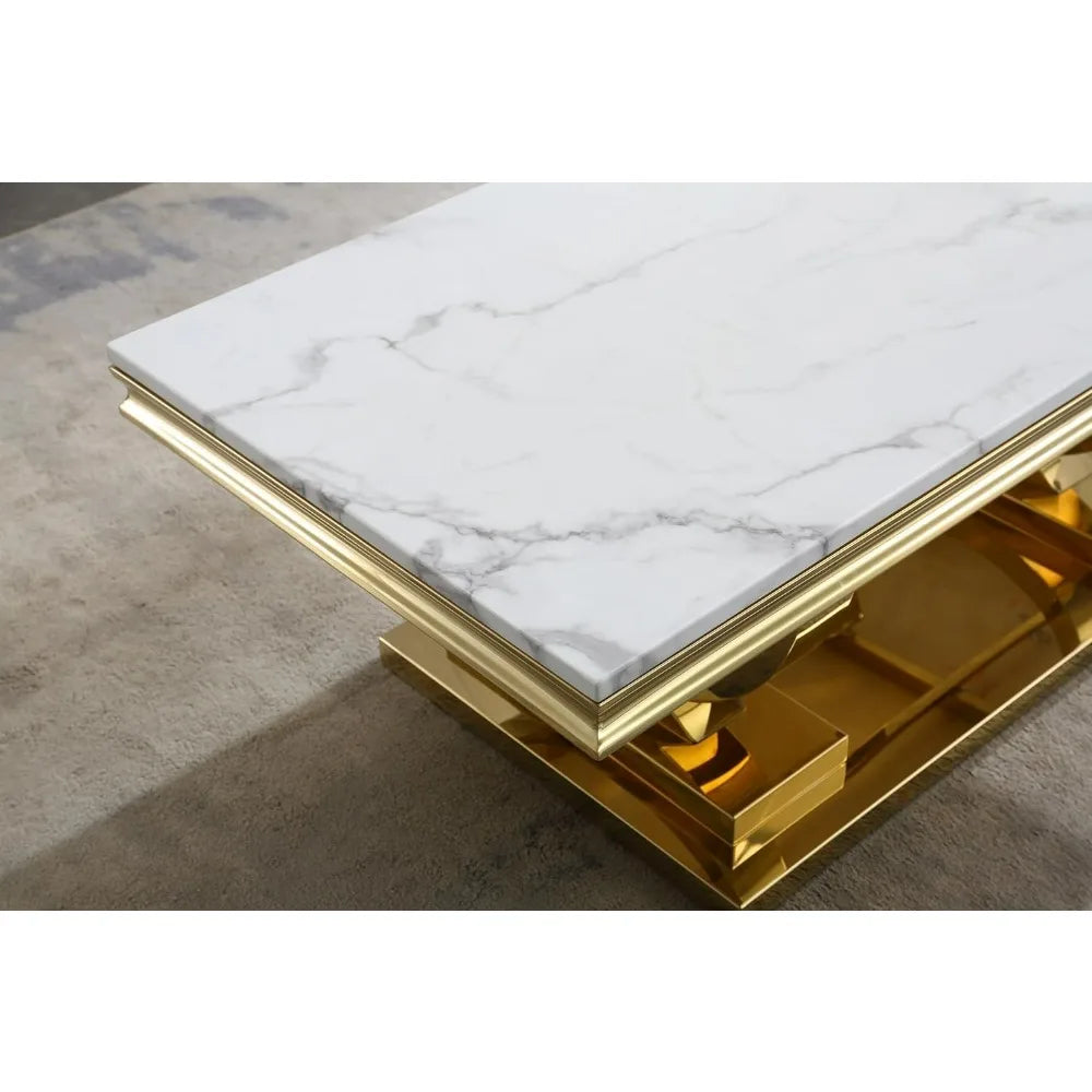 47 inch White Marble Coffee Table