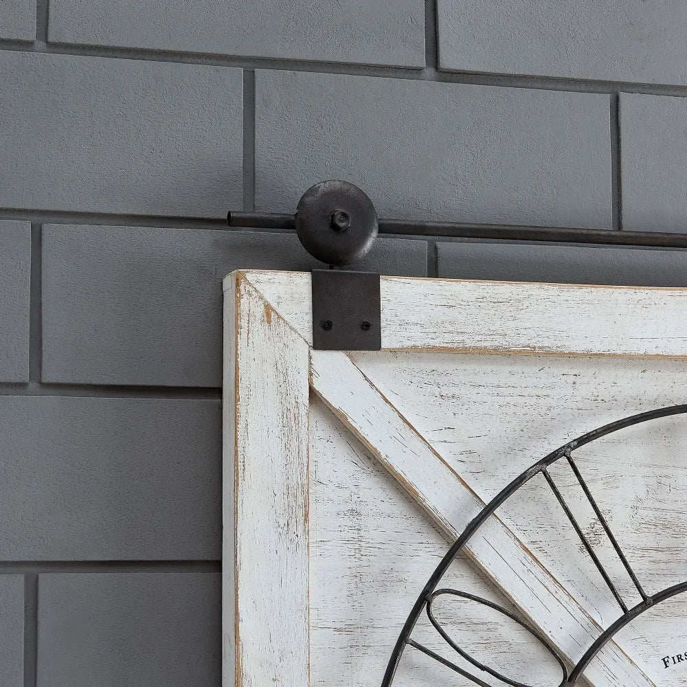 White Farmstead Barn Door Wall Clock