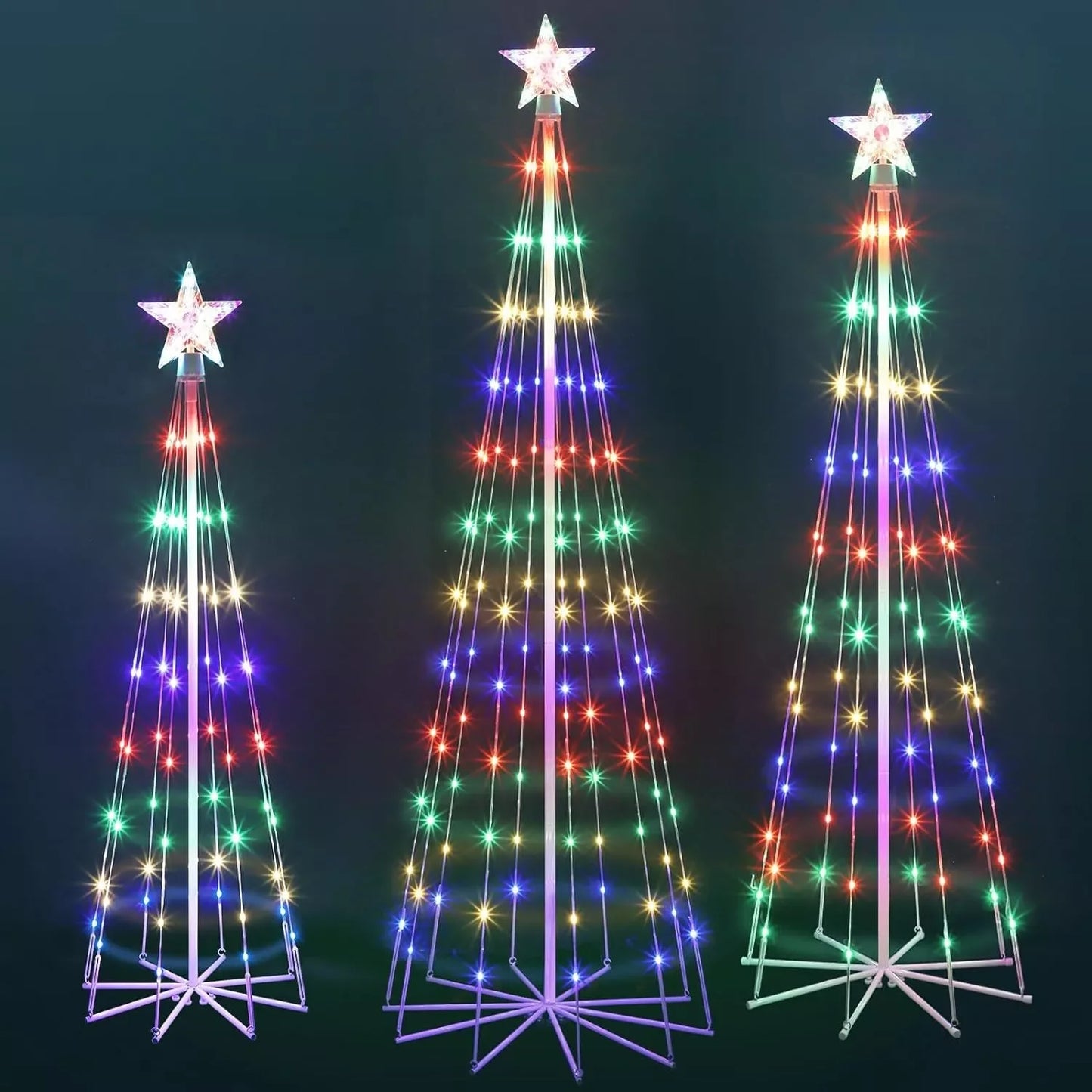 3 Lighted Christmas Cone Trees