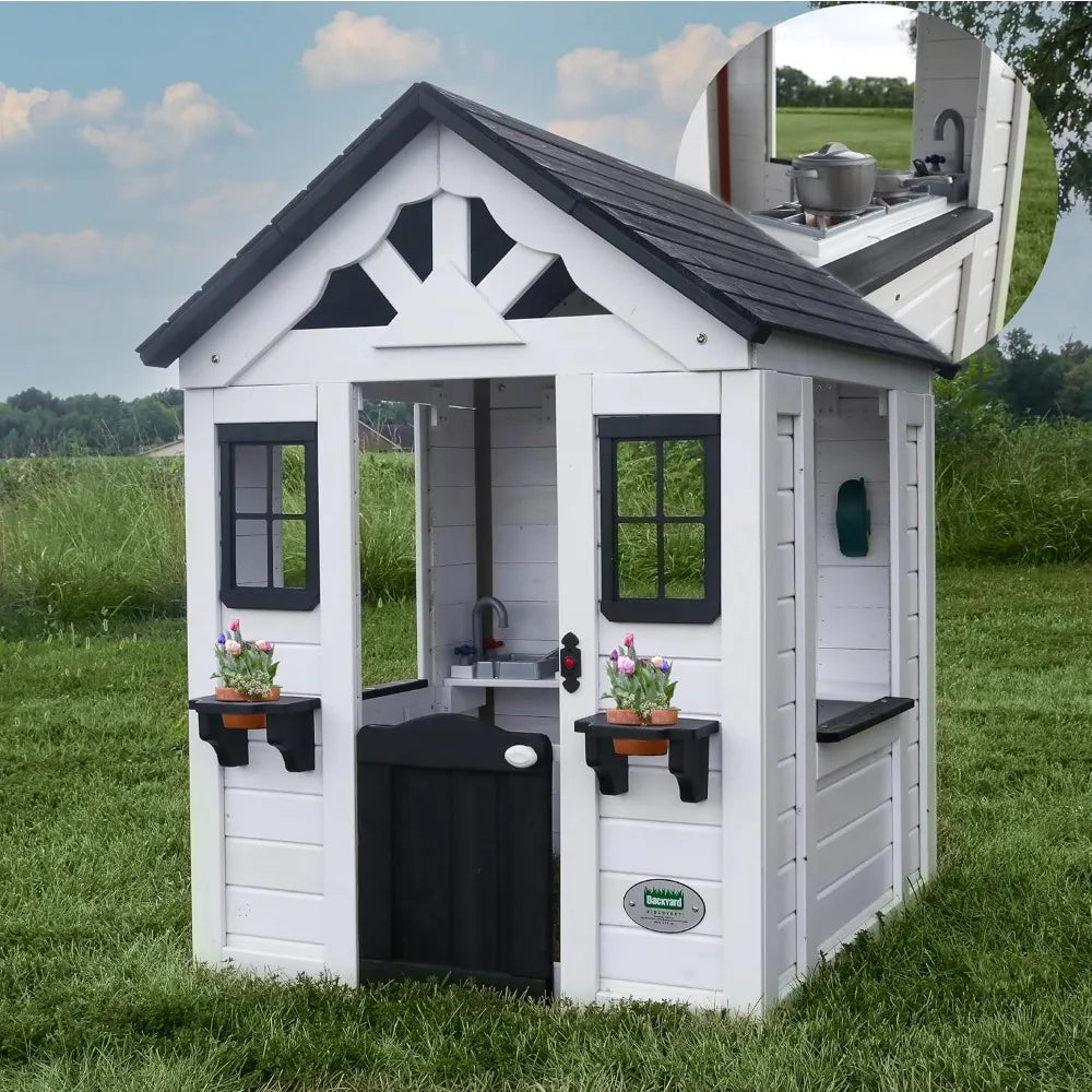 White Modern Outdoor Wooden Playhouse