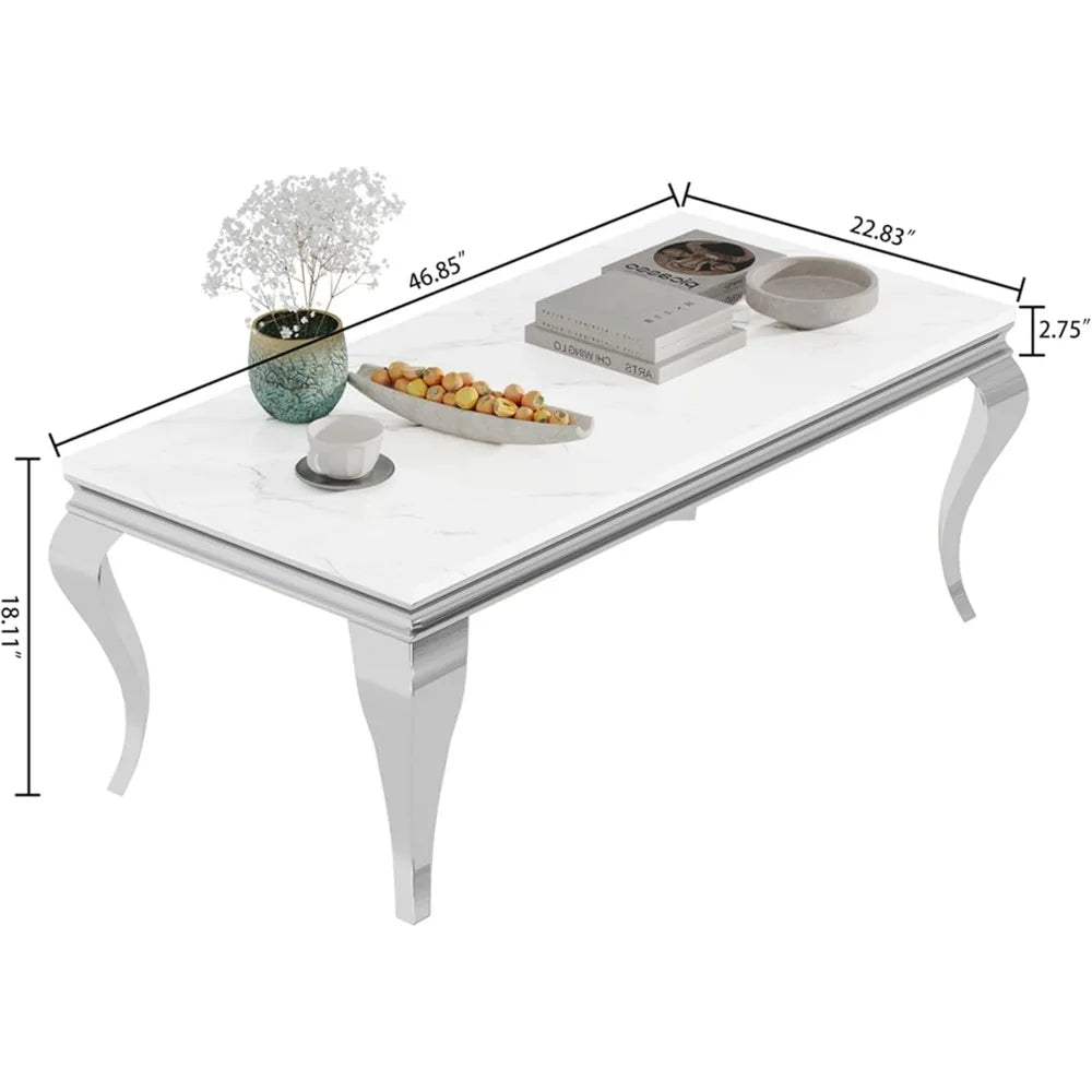 47 inch White Marble Coffee Table