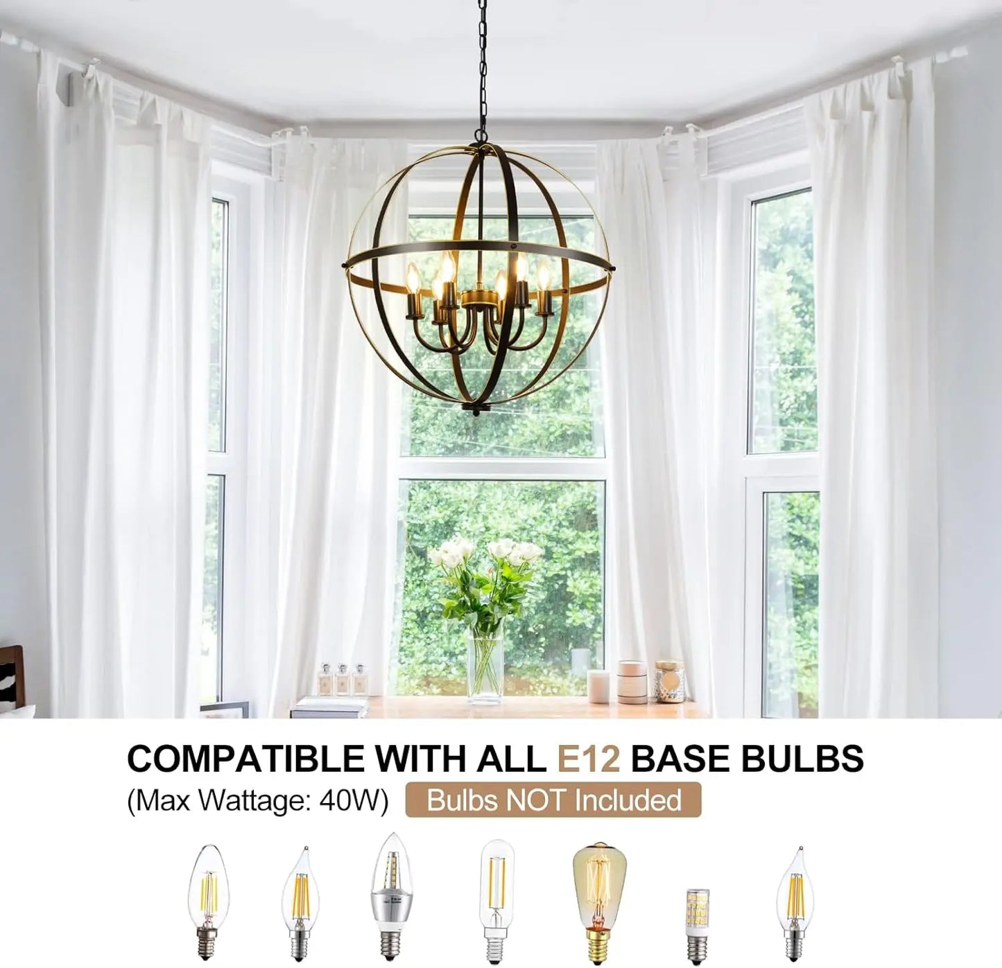 Black and Gold Industrial Sphere Pendant Lighting