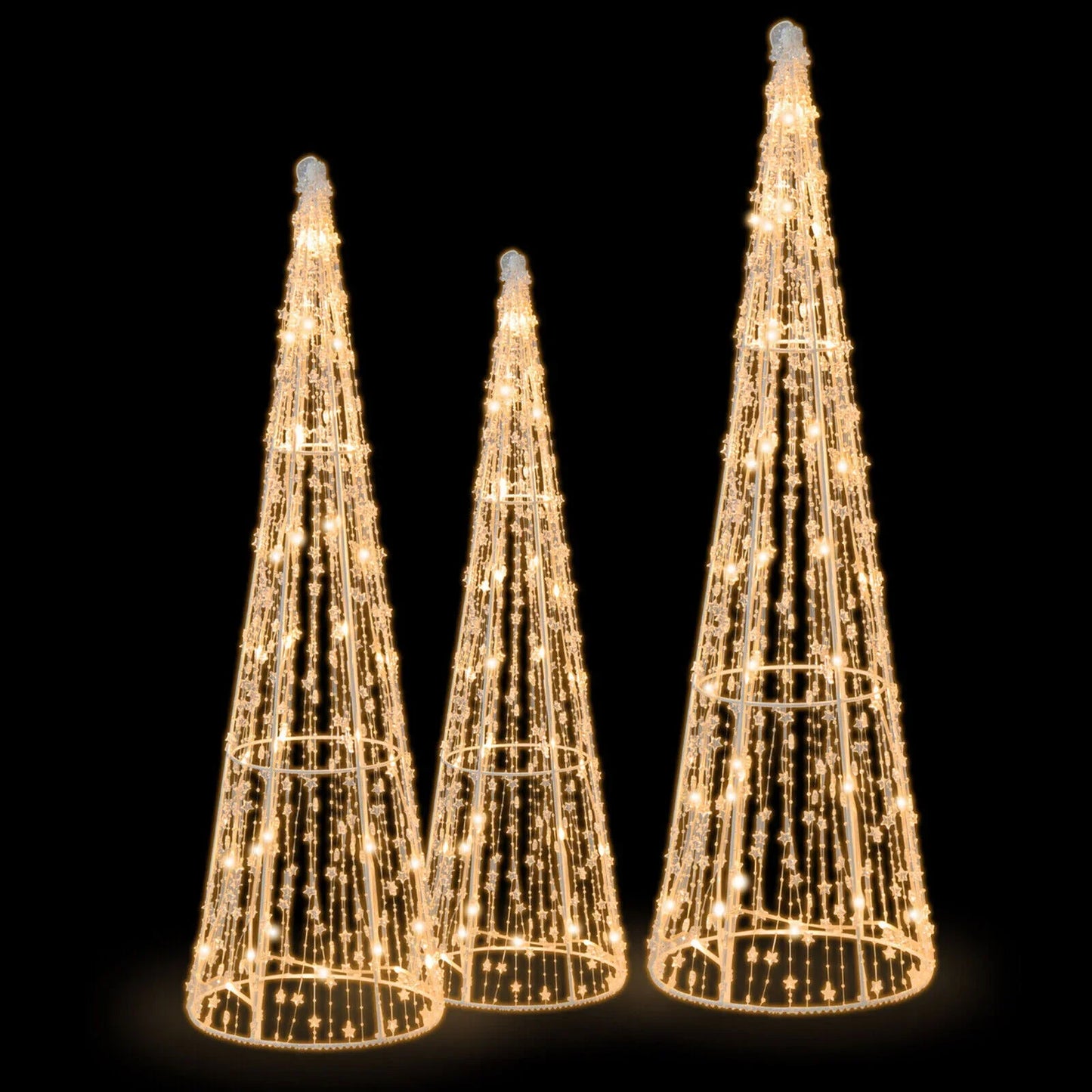 3 Lighted Christmas Cone Trees