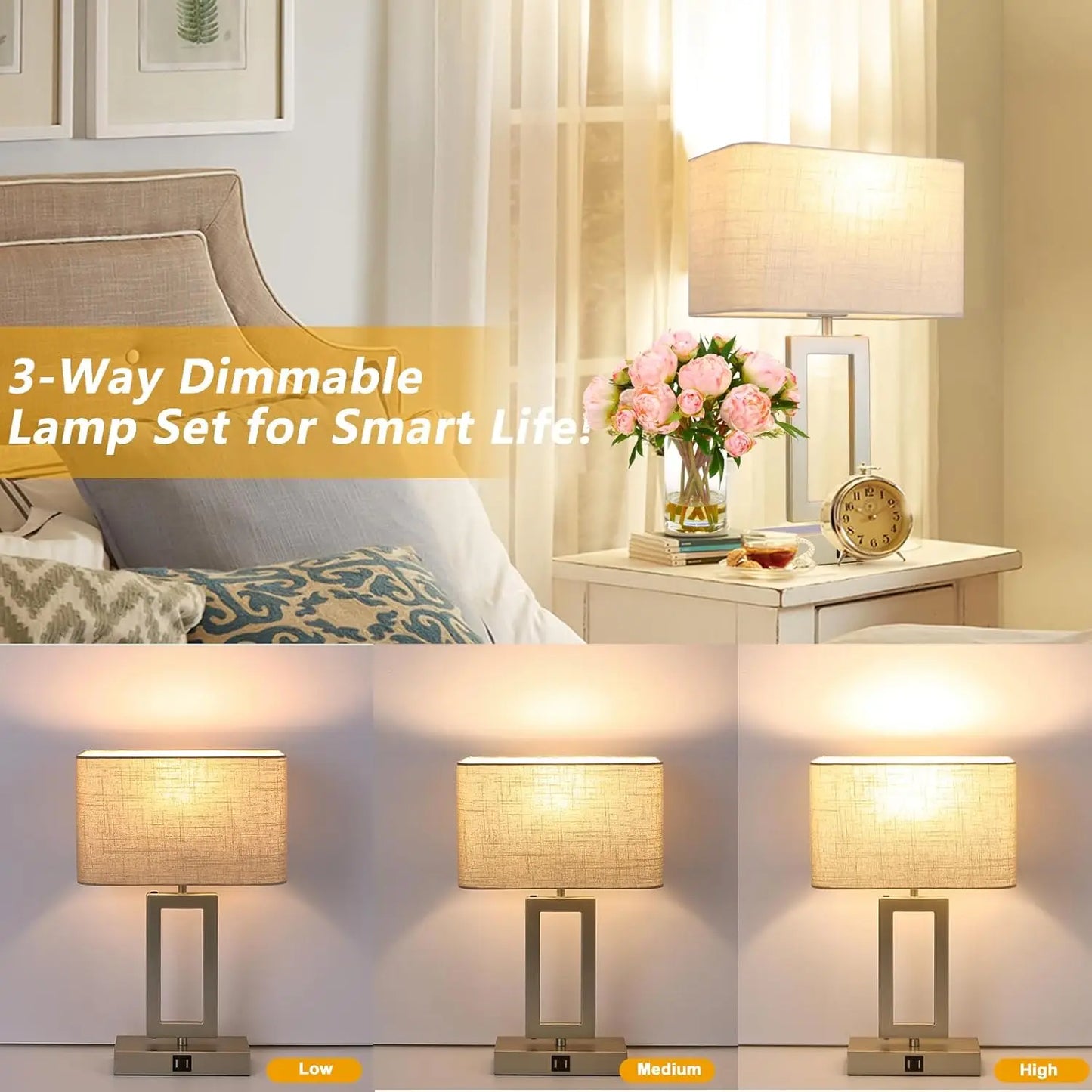 Lamps Set of 2 Touch Control Table Lamps