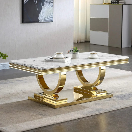 47 inch White Marble Coffee Table