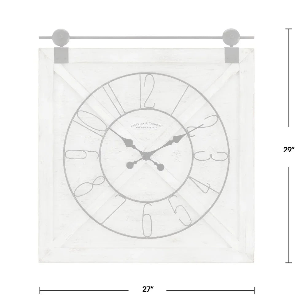 White Farmstead Barn Door Wall Clock