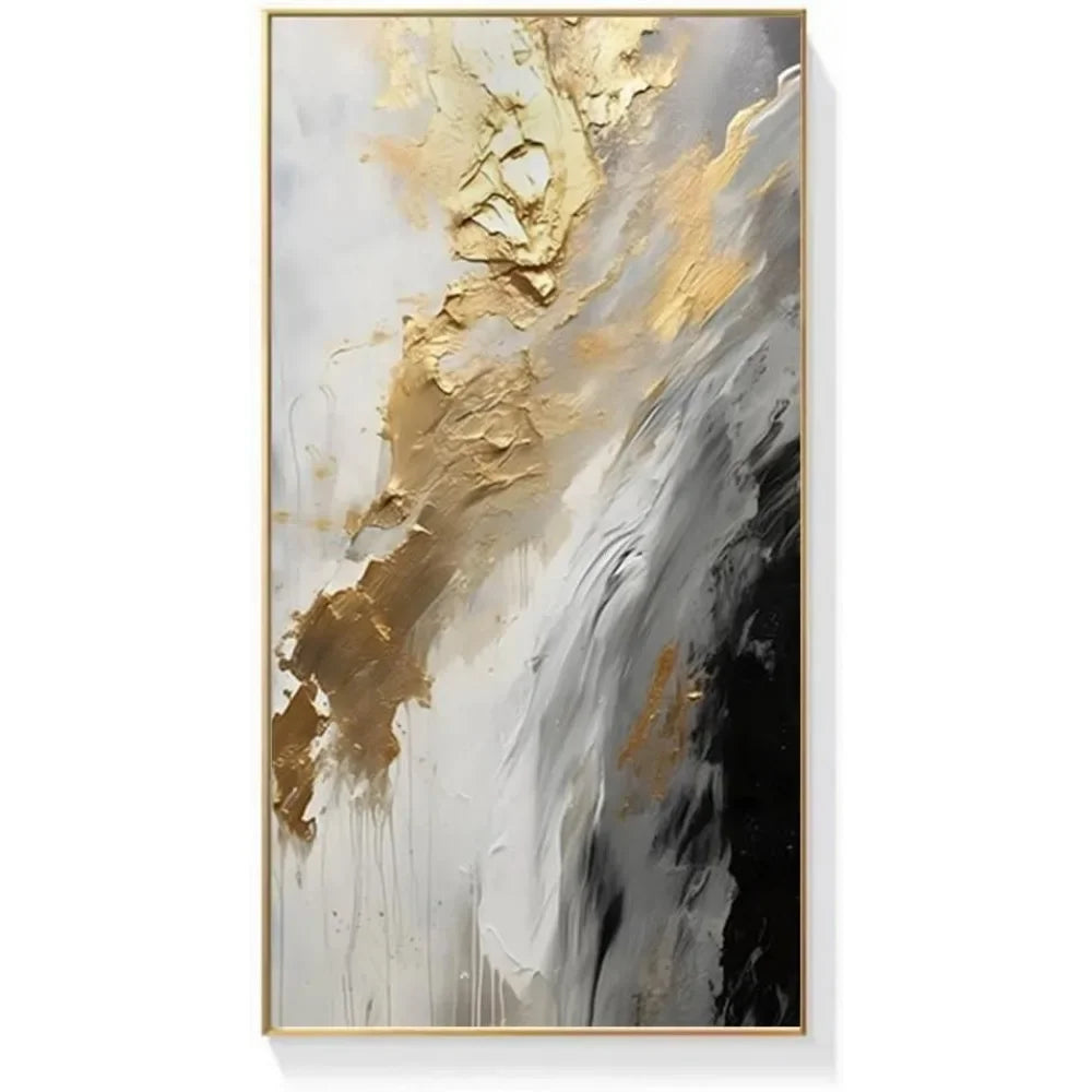 Hand-Painted Gold Abstract Oil Painting