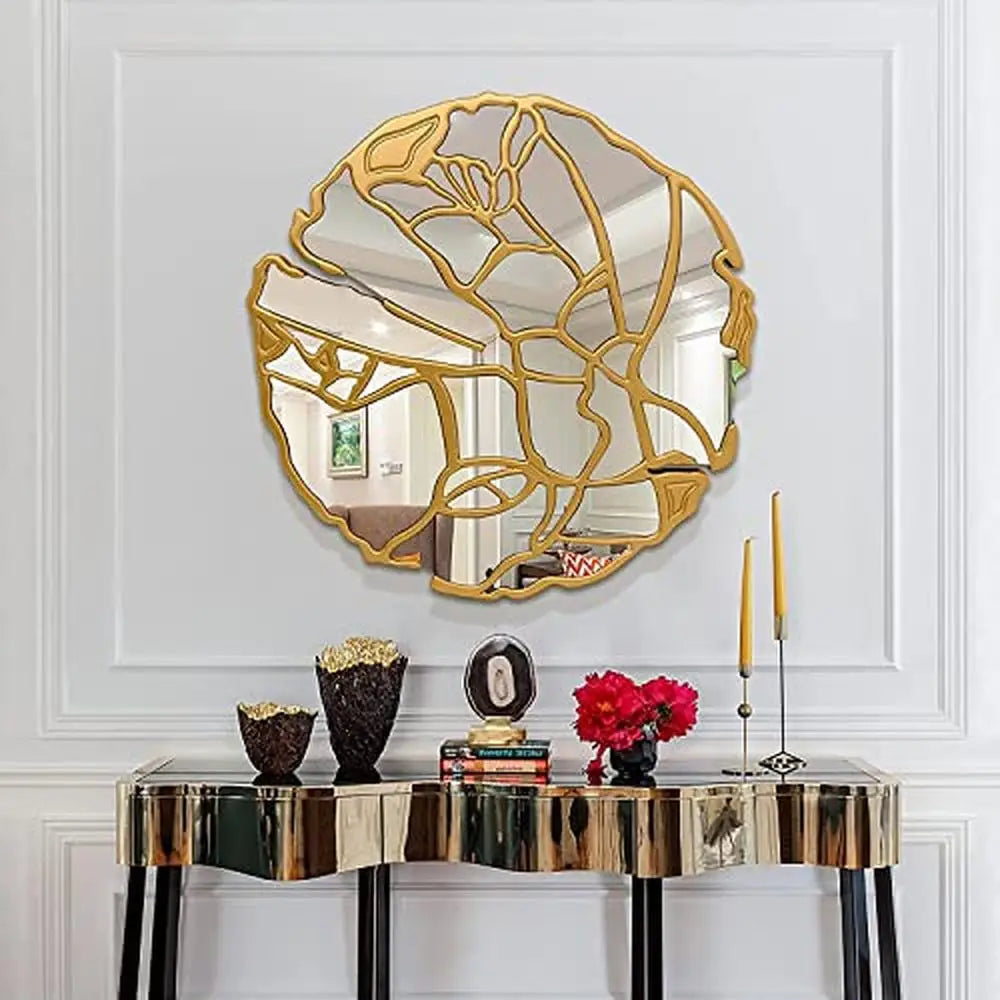 Large Irregular Golden Frame Wall Mirror