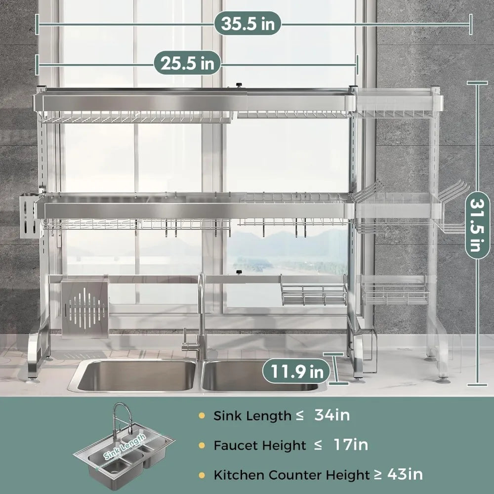 Over Sink Dish Drainer Drying Rack