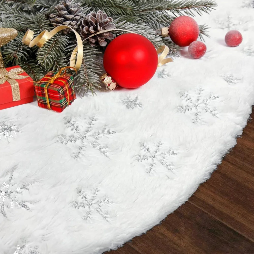 Silver Snowflake Christmas Tree Skirt