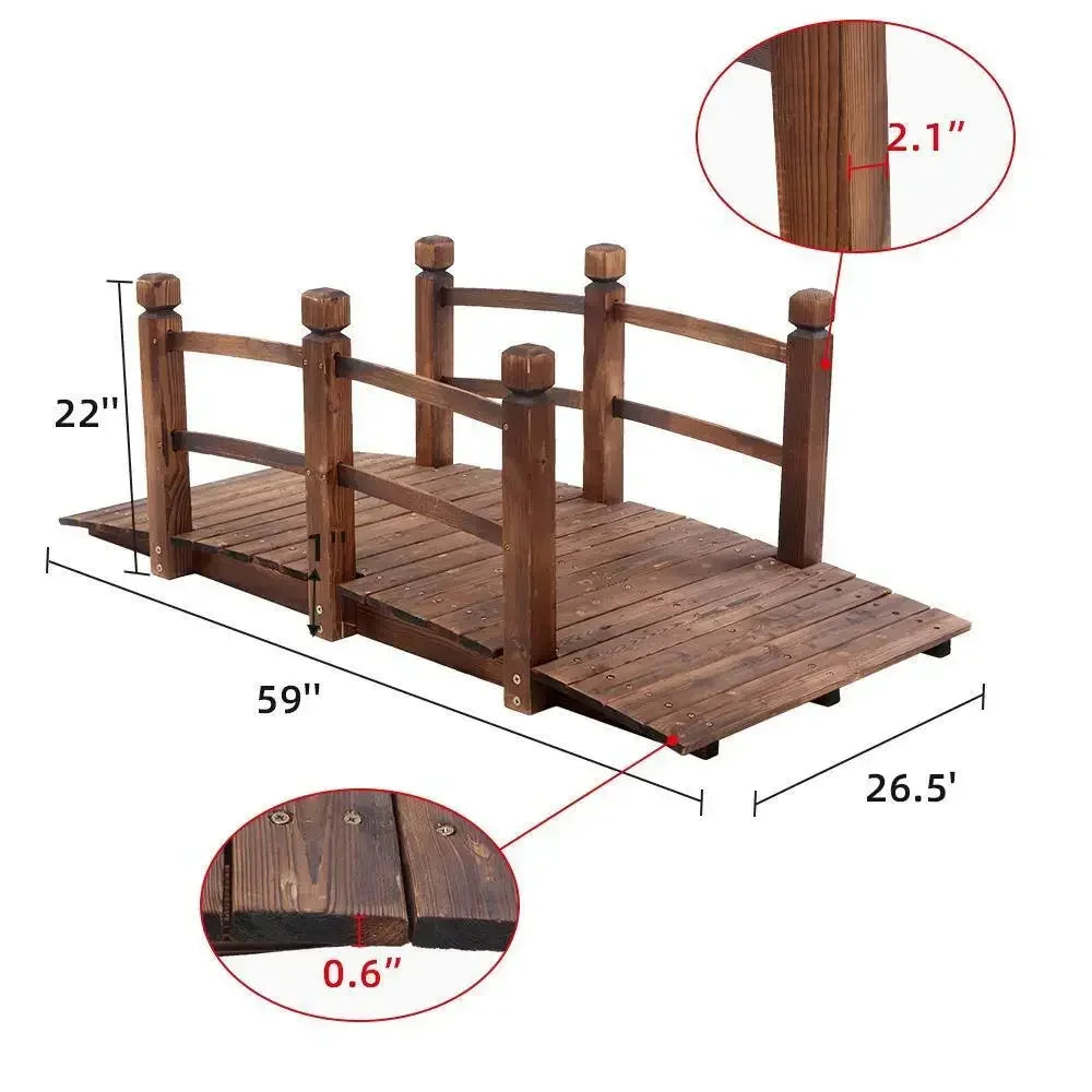 US 5FT/3.3FT Wooden Bridge Stained Finish