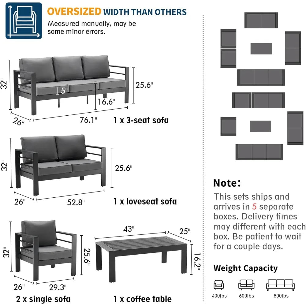 7 Pieces Aluminum Patio Furniture Set