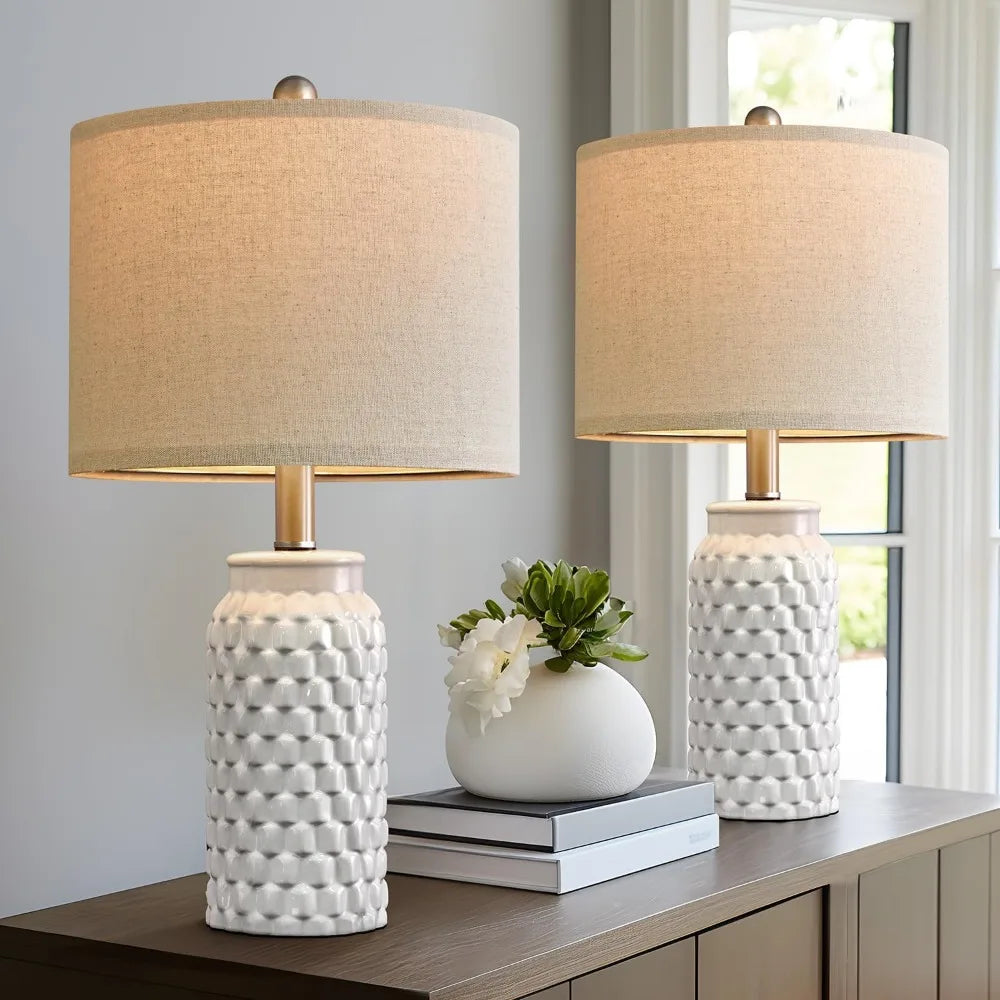 White Modern Ceramic Lamp Set of 2