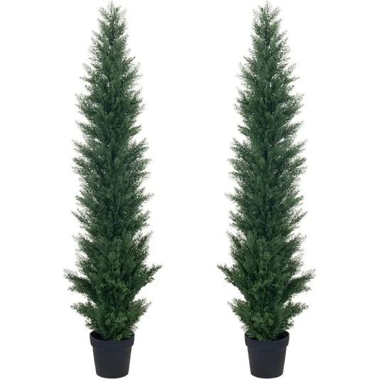 2 Packs 5ft Artificial Cedar Topiary Trees