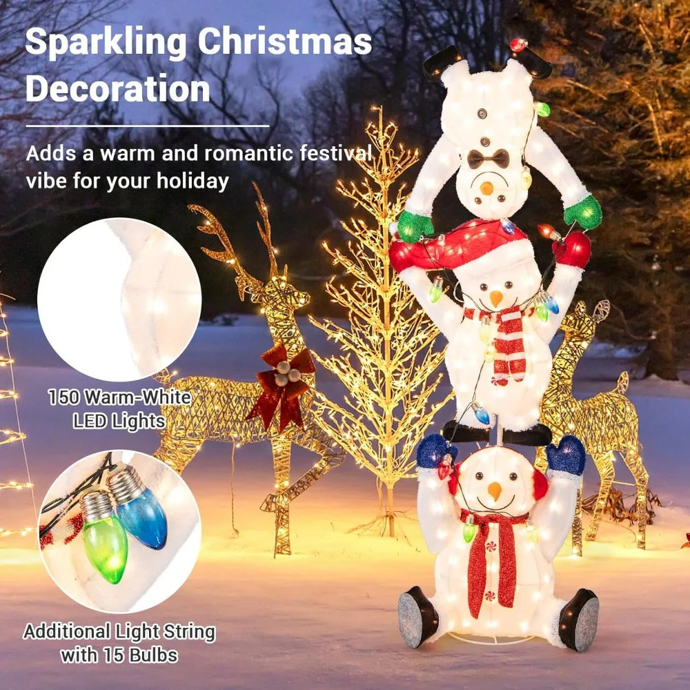 5.6-foot lit Christmas stacked snowman