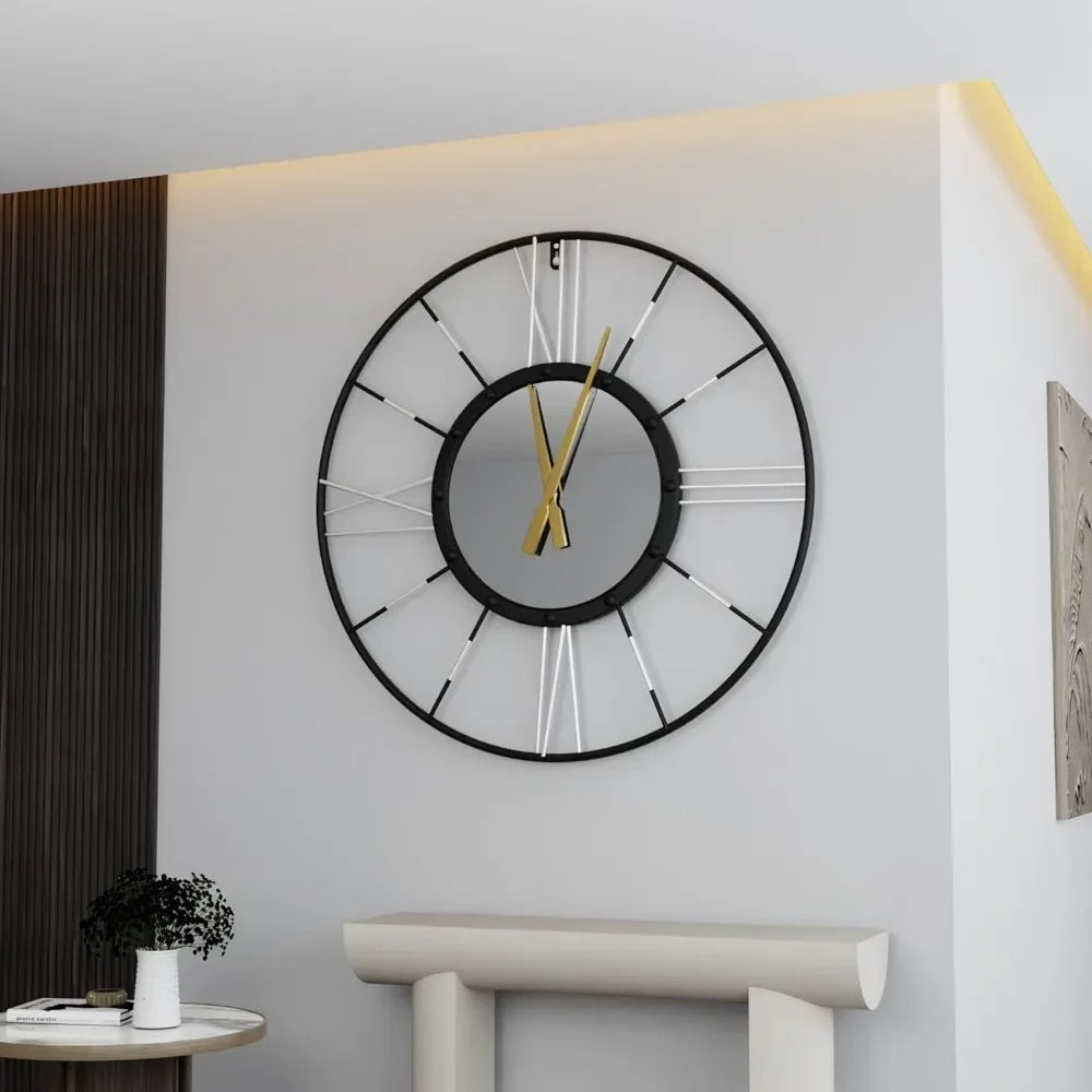 Metal Frame Big Silent Non Ticking Clock