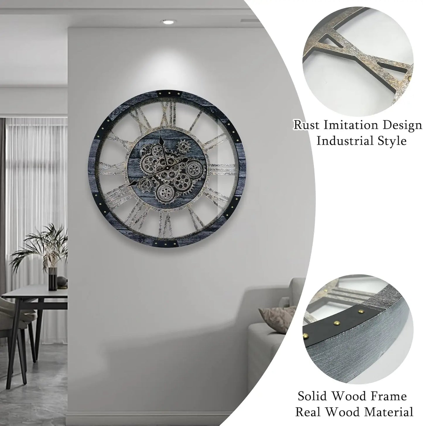 36 Inch Moving Gear Wall Clock