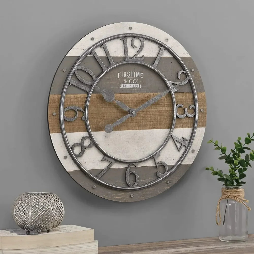 16 X 2 X 16 in Multicolor Shabby Pallet Wall Clock