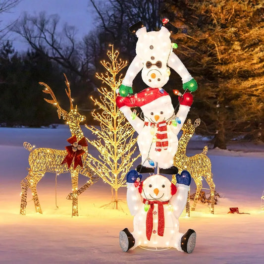 5.6-foot lit Christmas stacked snowman